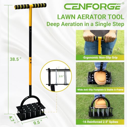 Herramienta manual de aireación para césped con 16 púas de acero miniatura 2
