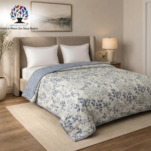 Image of Dream Living Luxury ULTRASONIC AC Comforter - Quilted Microfiber | 120 GSM | All‑Season for Bedroom, Travel (220x220 Cm) White & Grey