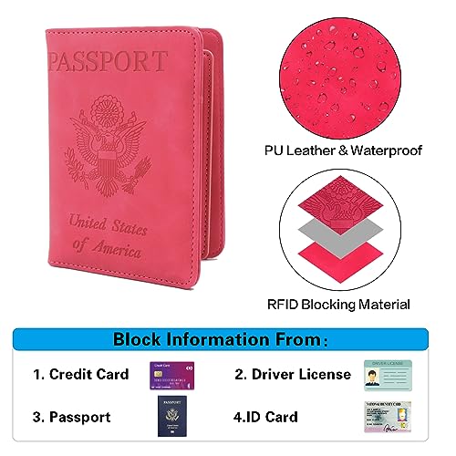 Image of Melsbrinna Rfid Passport Holder for Travel women /Men, Cute Passport Wallet Rfid Blocking Card Slots, Rfid Passport Cover /CaseTravel Wallet, Passport Book Holder (1, Red5)