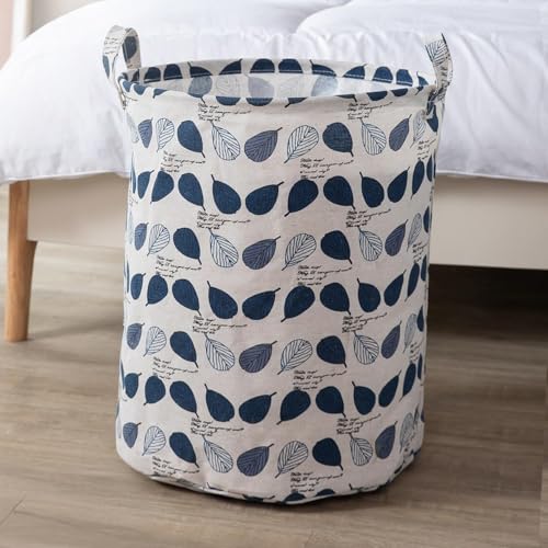 HOKIPO Folding Laundry Basket For Clothes, Round Collapsible Stor...