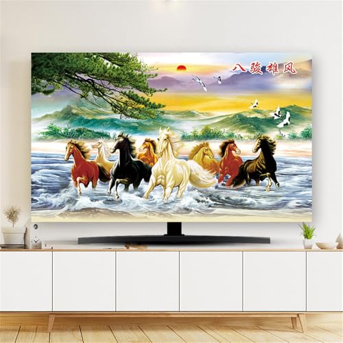 Hixingo Cubierta Antipolvo para TV, Funda para Televisor Elástico Protector para Smart TV Cubierta de Televisión Pantalla de Funda para 32 a 80 Pulgadas impresión de Caballo (32
