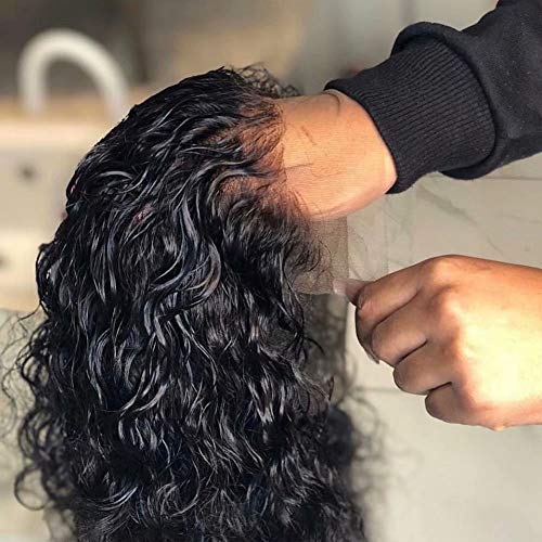 QUINLUX HAIR HD Transparent Lace Front Wigs Human Hair Invisible 4X4 Deep Wave Lace Front wigs Human Hair Pre plucked for Women Glueless Brazilian Curly Human Hair Wig 150% Density 18 inch