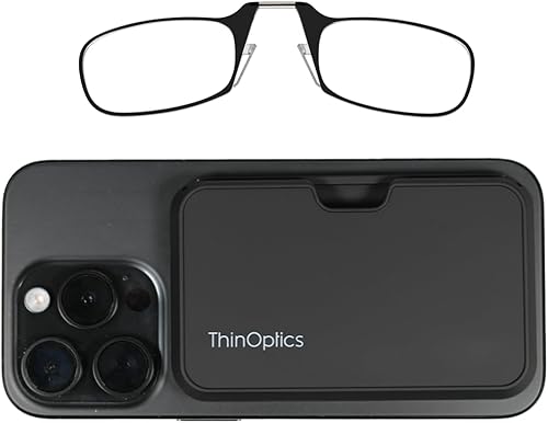 Always With You by ThinOptics - Lentes de lectura delgados con funda que se adhiere a tu teléfono, lectores de bolsillo ultrafinos sin brazos