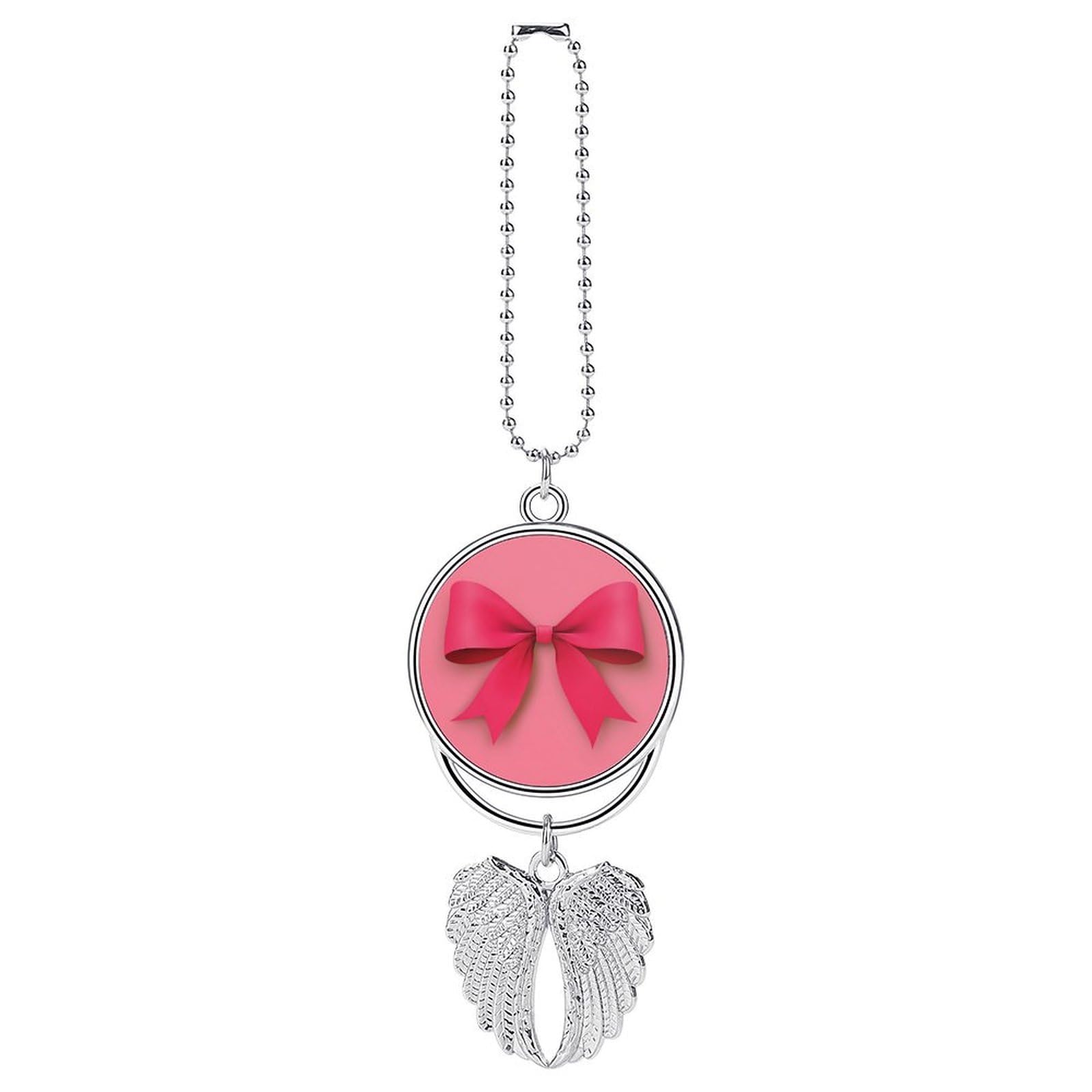 Pink Ribbon Bow Flat Style Car Hanging Pendant Car Interior Decoration Rearview Mirror Charms Ornaments