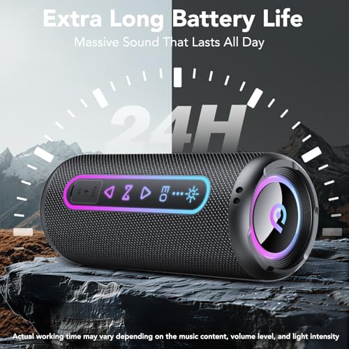 Miniatura 3 de Altavoz Bluetooth Potente 25W, Altavoz Bluetooth con Graves | 24H Reproducción, 5 Modos RGB, Emparejamiento TWS, Impermeable IPX7, Soporte AUX/TF, Altavoz Portátil para Fiestas y Viajes