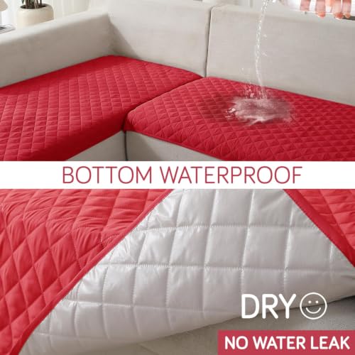 Image of HOKIPO Quilted Waterproof Sofa Cover Mats for 1 /2 /3 Seater Sofa and L Shape. Make Your Own Sofa Cover Set, Mat Length 81(D) x 60(L) cm, Scarlet Red (NEW-AR-4963-W7)