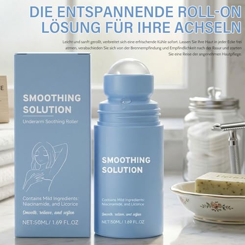 Smoothing Solution Ingrown Hair Treatment, Roll On Soothes Razor Bumps, Gegen eingewachsene Haare & ingrown Hair & Rasurbrand, Beruhigende Pflege für Intimbereich, Achseln und Empfindliche Haut