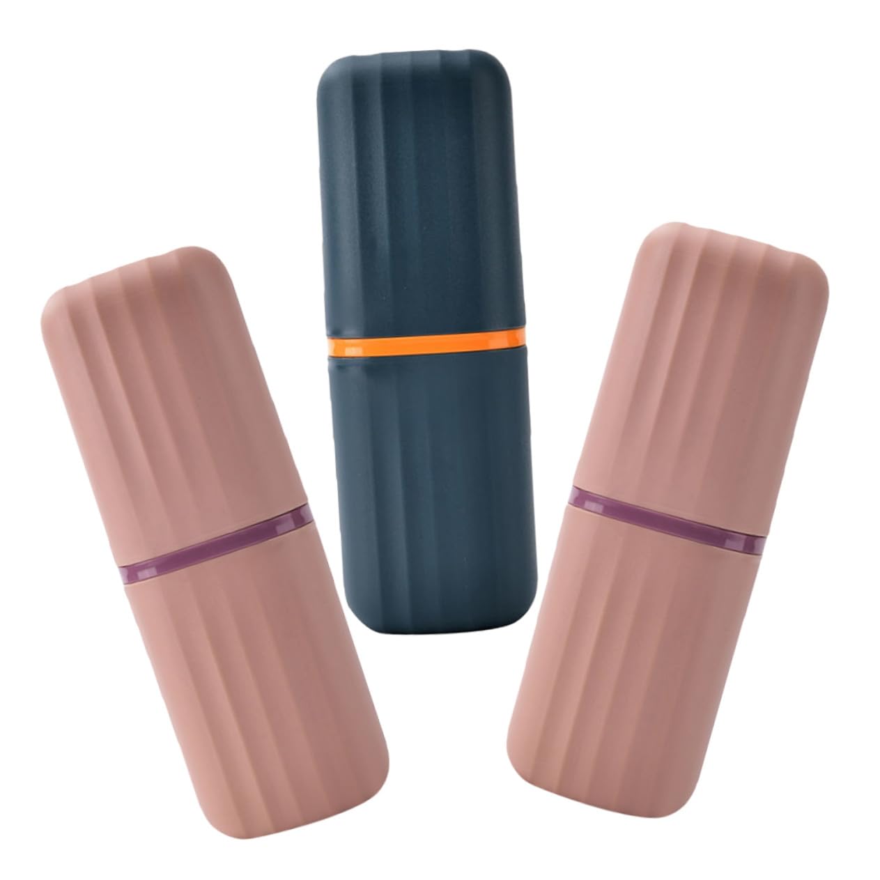 9 Piezas Tazas para Cepillos de Dientes de Viaje Plástico Reutilizable Diseño Minimalista Rosa y Azul Estuche Compacto para Almacenamiento y Enjuague para Uso Familiar y Viajes