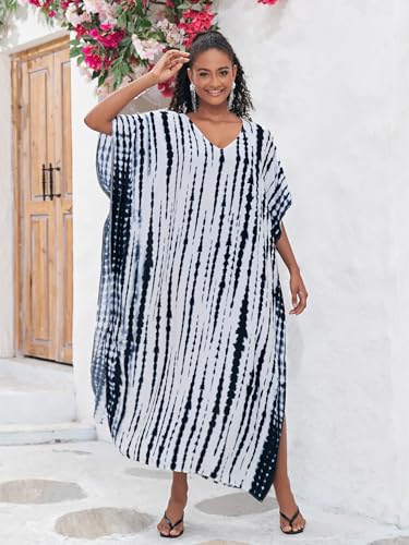 Image of Kaftan Dresses for Women Plus Size Bathing Suit Cover up Caftan Maxi Beach Dresses