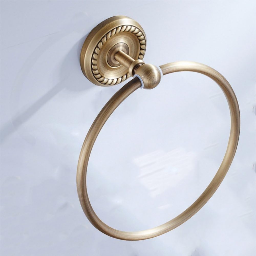 Antique Brass Bathroom Accessories Hardware Set Towel Bar Rail Rack Toilet Paper Holder Toilet Brush Shower Soap Dish Holder,Round towel ring