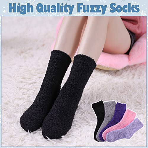 Image of LANLEO 5 /6 Pairs Womens Super Soft Fuzzy Plush Warm Winter Home Sleeping Slipper Socks