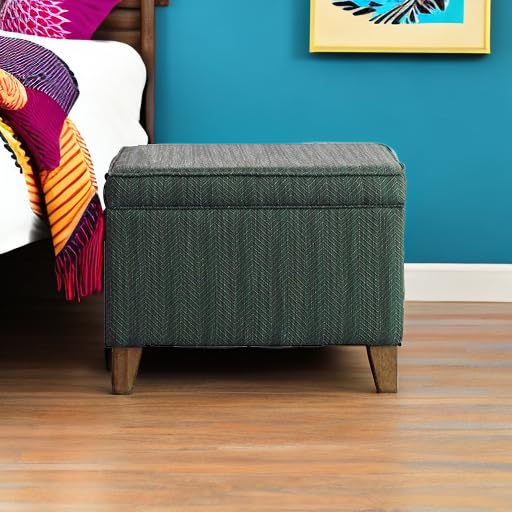 Image of HomePop 24 inch Medium Square Storage Ottoman - Teal