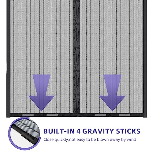 Image of Magnetic Screen Door, Self Sealing Screen Door, Heavy Duty Door Screen Magnetic Closure Keep Bugs Out, Retractable Screen Door Mesh - Pet and Kid Friendly, Hands Free Door Screen 35 inch x 82 inch