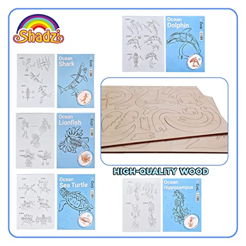 Hands Craft Diy 3D Wooden Puzzle Miniature Marines, Pack Of 10 Sea Animals Brain Teaser Puzzles Educational Stem Toy Safe And Non-Toxic Easy Punch Out Premium Wood Coloring Set For Boys And Girls #TOP7