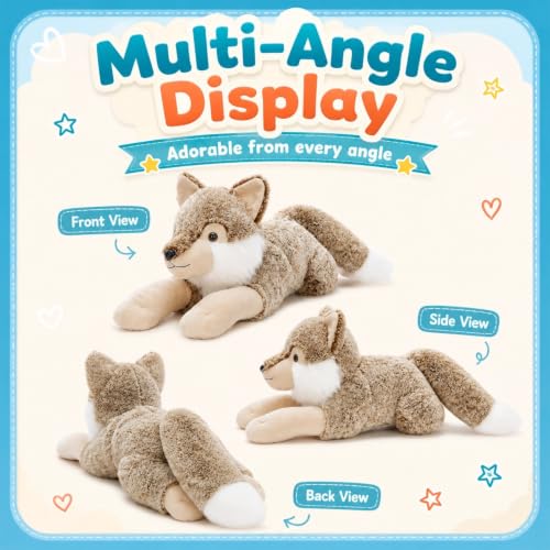 Image of BENINY 47 Inch Giant Wolf Stuffed Animal, Large Soft Wolf Plush Toy, Fluffy Stuffed Wolf Pillow for Kids, Birthday