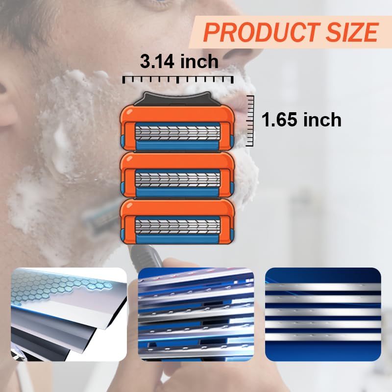 36 Count Razor Blades for GL-Fusion-5-Style Men Razors, Orange-Slate