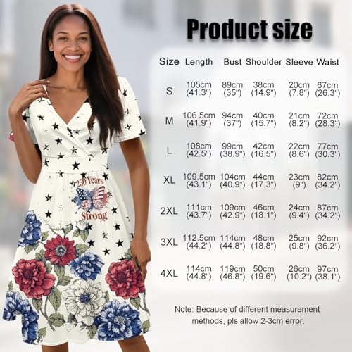 Image of Women's Summer Formal Dresses Short Sleeve Wrap V Neck Dresses Bridesmaid Wedding Guest Dress with Pockets