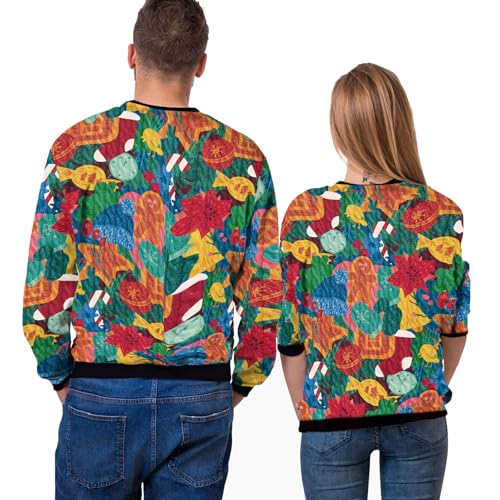 Eciodci Unisex Christmas Ugly Sweatshirt 3D Christmas Tree Xmas Lights Print Pullover Long Sleeve Sweatshirts for Merry Party4