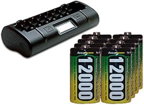 Powerex 8 Bay LCD Charger + 8 D AccuPower NiMH Batteries (12000 mAh)