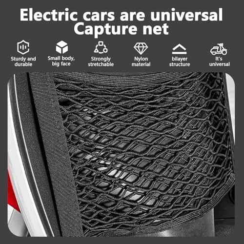 Gepäcknetz für E-Scooter & E-Bikes 30 * 28cm, Motorrad Gepäcknetz mit 4 Haken, Auto Kofferraumnetz, Fahrradkorbnetz, Gepäckschutznetz, Helmspannnetz, für Aufbewahrung Ladungssicherung