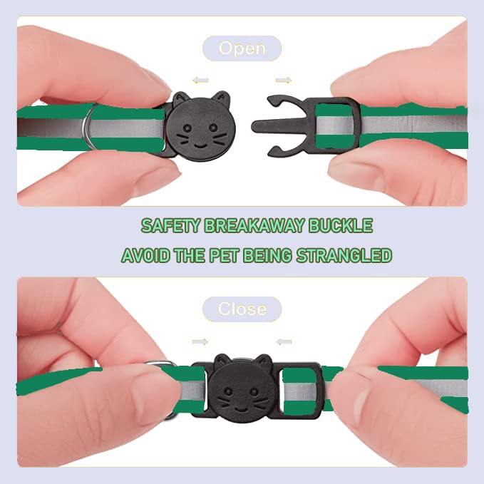Hepplly 2-Pack Cat Collars Quick Release Reflective Kitten Collar with Bell (Dark Green) - Image 3