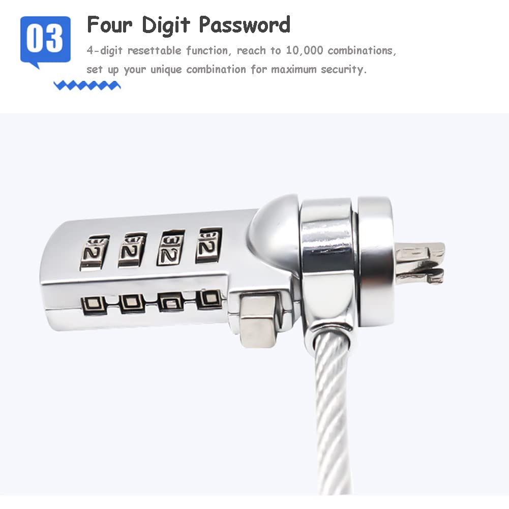 Cavo Antifurto Per PC E Laptop Con Lucchetto - Sicurezza Acciaio Zincato Per Notebook, Tablet E Smartphone - Foto 9