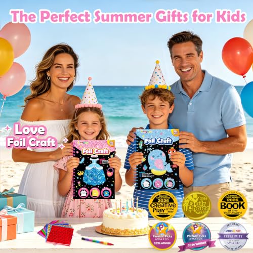 Image of FUNNYB&G Mess-Free Foil Art Craft for Girls Ages 4-10, Kids Birthday Gift