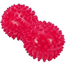 Agatige Double Peanut Massage Lacrosse Ball, Spiky Therapy Ball for Leg Back Shoulder Muscle Release Relief Deep Tissue Massage Yoga BallRose Red