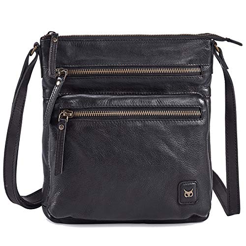 Image of Wise Owl Accessories Real Leather Small Crossbody Handbags & Purses for Women -Premium Crossover Over the Shoulder Bag
