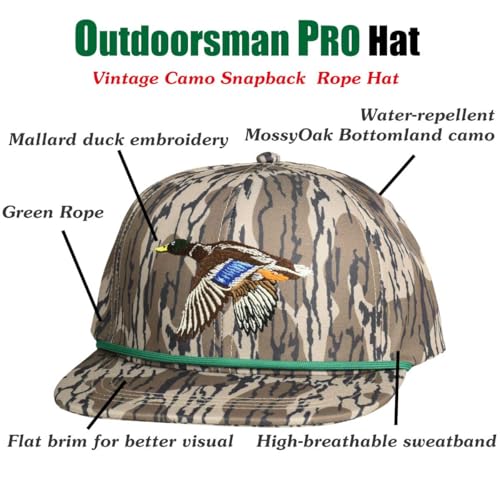 Image of EDTREK Performance Outdoorsman Snapback Truck Hat with Flat Brim - Unique Animal Embroidery