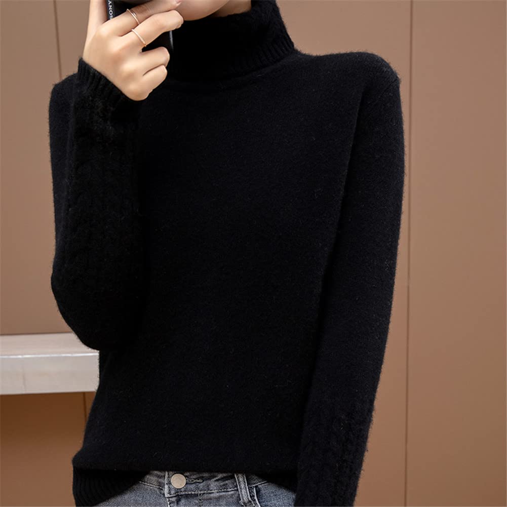 100% Kaschmir Pullover Damen Rollkragen Pullover Sweater Knopf Solide Strickpullover Tops