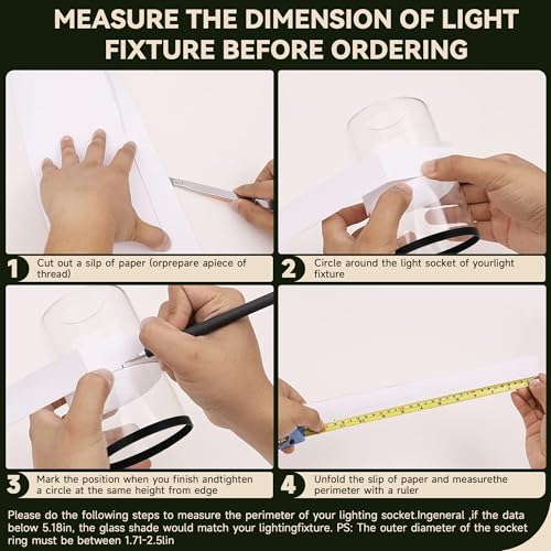 Image of Clear Glass Light Shade with Black Trim - 1-5 /8 inch Fitter Opening - Replacement for Chandeliers, Wall Sconces, Pendant Lights，Vanity & Ceiling Lights - Morden Style Decor (4 Pack)