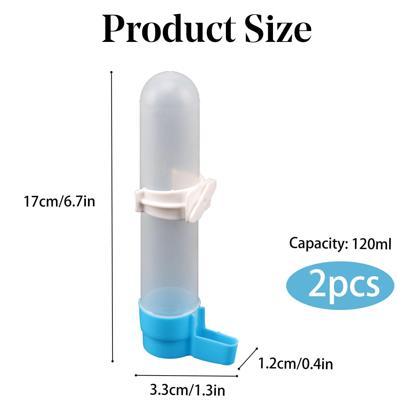 Automatic Bird Water Dispenser, 120ml Hanging Water Feeder for Parrots Budgies, Cockatiels & Small Birds - Image 2