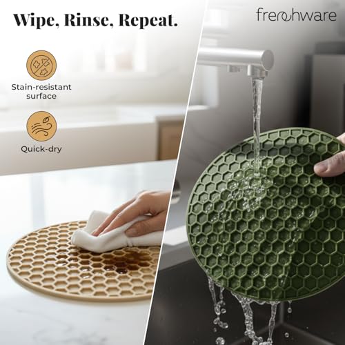 Image of Frenchware Silicone Trivet Mats, Set of 4, Food-Grade BPA-Free Heat Resistant Hot Pads for Kitchen Counters, Non-Slip Flexible Mats for Pots, Pans, Dishes, Jar Opening, Spoon Rest, Assorted Colours | Non-Slip Flexible Mats for Pots, Pans, Dishes, Spoon Rest, Assorted Colours