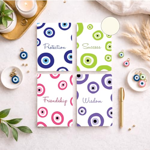 Image of PAPBOO A5 Handy, Easy to Carry Unruled, Plain Evil Eye Set of 4 for doodling, Writing, Notes, Notebooks -Matte Finished - Journal Diary, Gift.(60 * 4=240 80 GSM Pages)