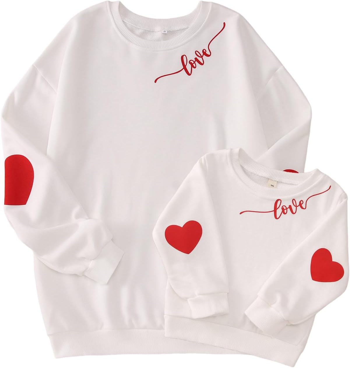 Mommy and Me Valentine's Day Outfit Love Heart Graphic Family Matching Sweatshirt Crewneck Long Sleeve Pullover Top