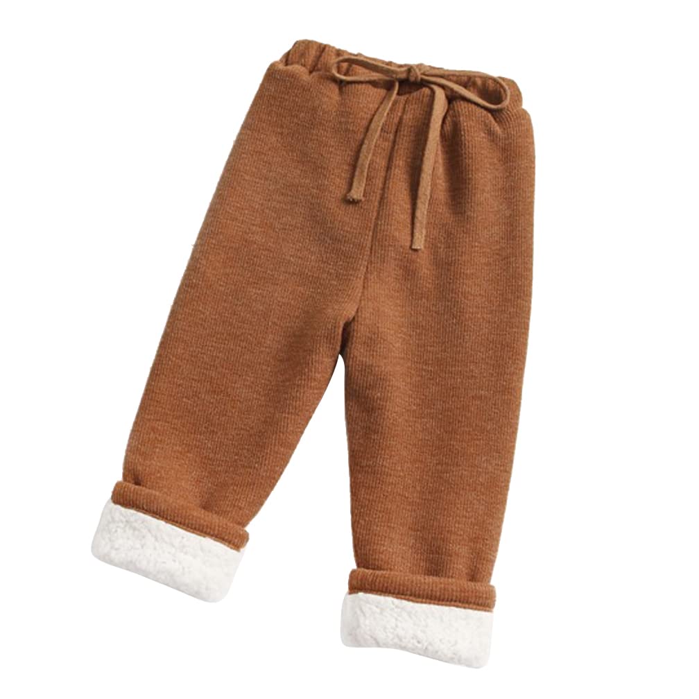 Unisexe Enfants Élastique Taille Coton Hiver Chaud Pantalon en Polaire Bébé Garçons Filles Trousers Bottoms 1-5 Années
