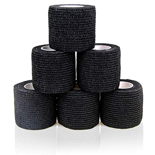 AUPCON Vet Wrap Cohesive Bandages Bulk Self Adhesive Bandage Wrap Self Adherent Wrap Non-Woven for Dogs Pet Animals & Ankle Sprains & Swelling 2 Inch x 5 Yards (2 Inch Black)