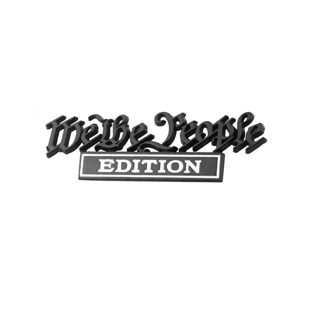 Classic We The People Edition Emblems, Full Metal Mudguard Badges, 3D Stickers, Universal Bumper, Personalized Decoration, Car Exterior Accessories for Car, SUV, Truck(Black-White)