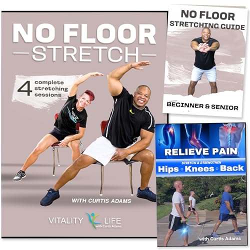 STRETCHING EXERCISES FOR SENIORS SET- 4 Complete Sessions. Increase Flexibility- Range of Motion- Relieve Pain. Stretch yourself healthy! Stretching to stay young. Fun exercise DVD Stretching Videos.