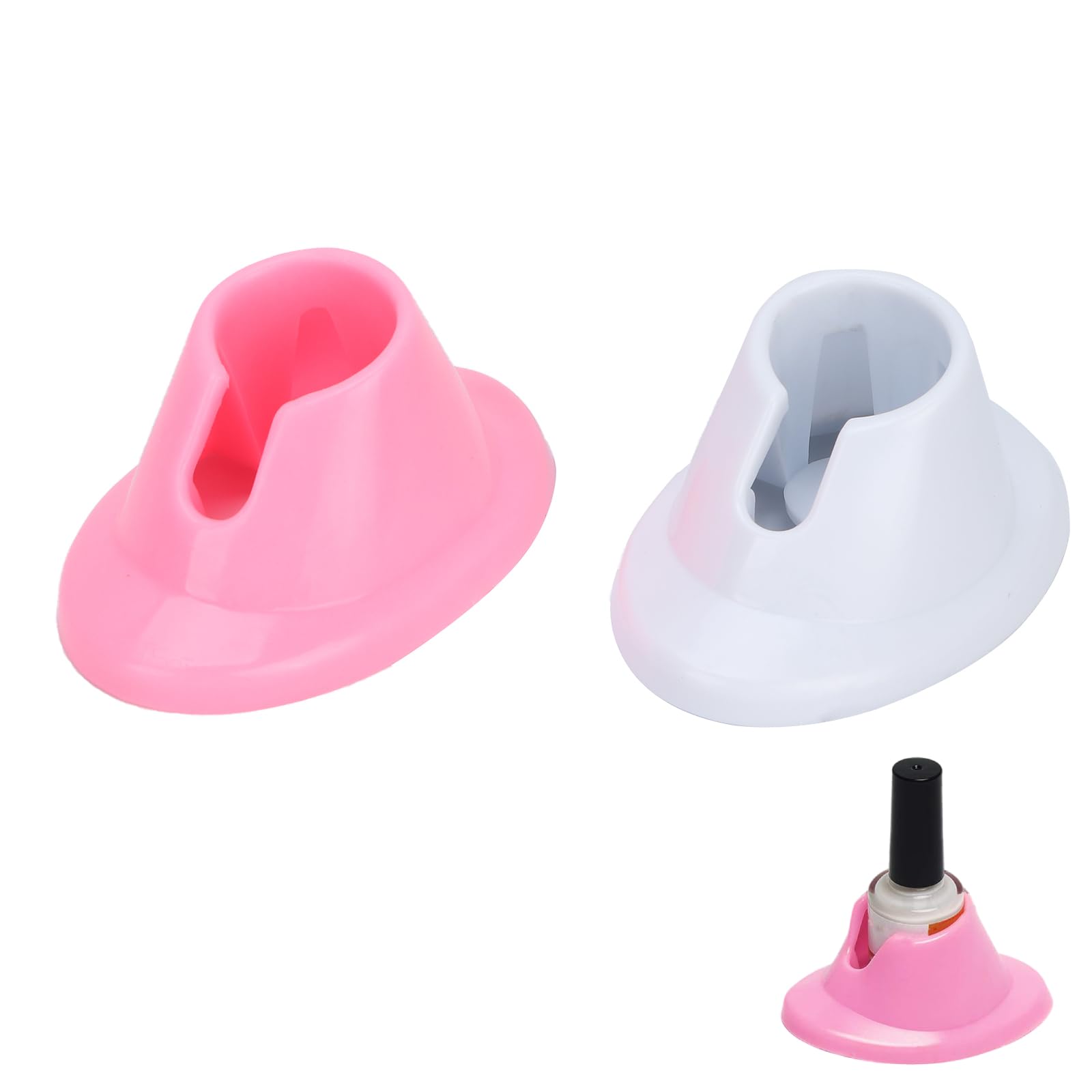 Fybida Pink + White Nail Polish Bottle Stand, 2Pcs Soft Rubber Anti-Spill Nail Polish Bottle Holder For Secure Bottle Placement Keeps Polish Securely Upright, Nail Art Tool Ideal For Professional Salon Or Home Use