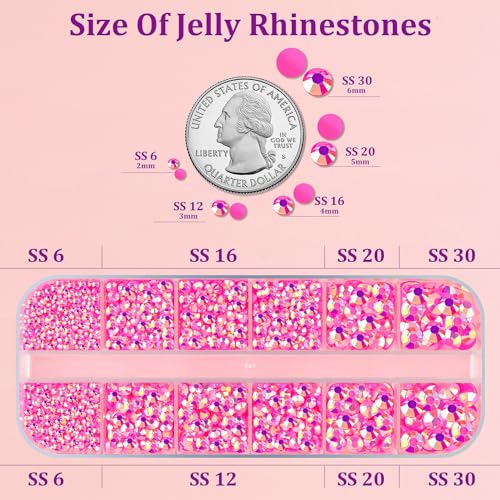 Image of Resin Jelly Rhinestones for Crafting with B7000 Jewelry Glue, 1 Box Hot Pink AB Flatback Crystal with 3Pcs 10ml Glue, Bedazzling Non Hotfix Gems for DIY Tumblers Clothing Shoes Manicure