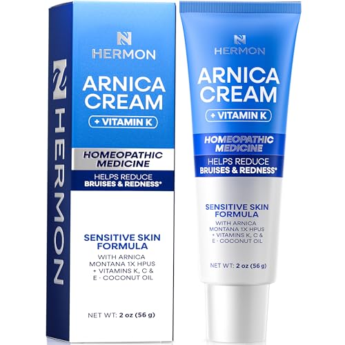 Hermon Arnica Bruise Cream with Vitamin K: Sensitive Skin & Face Formula for Bruising, Swelling & Thin Skin – Extra Strength Arnica Montana Hydrating Moisturizer 2 Oz