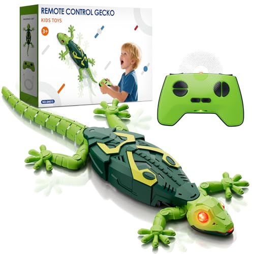 HYES Wall Crawler Gecko, Remote Control Robot Toys, Rechargeable RC Animals Toy, Realistic Wall Crawling Halloween Birthday Gifts for Boys Girls Ages 4-8 6-8