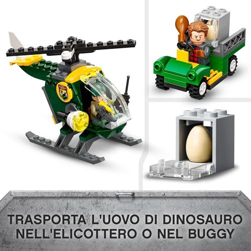Jurassic World La Fuga del T. rex, Set con Eliporto, Garage, Veicolo, Elicottero, Dinosauro Giocattolo e 3 Minifigure, Giochi per Bambini e Bambine da 4 anni Fan dei Dino, Idea Regalo 76944 - Lego - Immagine 5