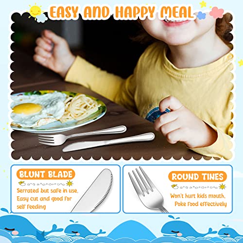 12-Piece Kids Silverware, Haware Stainless Steel Toddler Utensils Flatware Set, Preschooler Eating Utensils Includes 4 Spoons 4 Forks 4 Knives, Metal Children Cutlery For Home School, Mirror Finished #TOP4