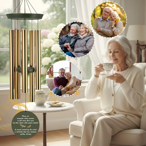 Image of Peraonslized Tree of Life Memorial Wind Chimes for Loss of Loved One Mom Dad, 30 /36 inch Wind Chime Sympathy Remembrance Condolences Gifts for Loss, Produced in Texas