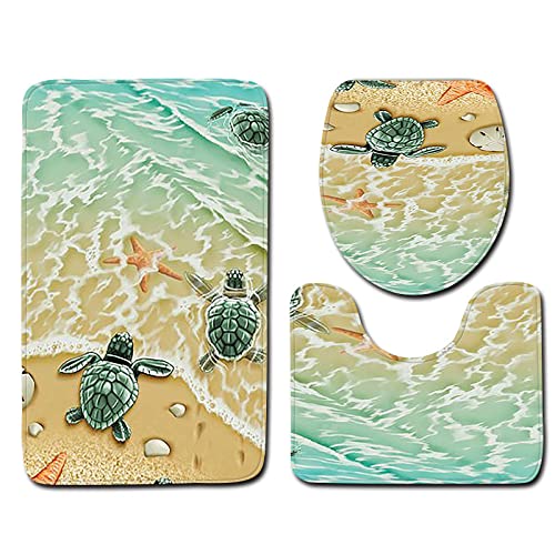 ETGUN Toilettendeckelbezug WC-Fußmatte dreiteilig, Badteppich, rutsch- und sturzsichere Fußmatte, c111-star, 45 * 75cm dreiteilig – Bild 3