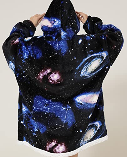 JOJJJOJ Übergroße Hoodie-Decke mit riesiger Tasche bequeme Sherpa Fleece Decke Kapuzenpullover warmes Sweatshirt Bademantel für Damen Herren Teenager Geschenk