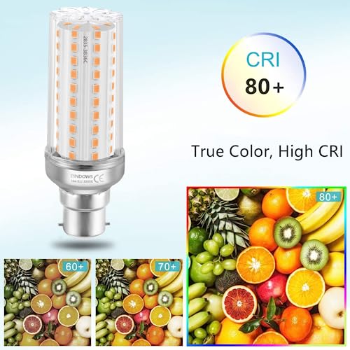 PINDOWS 16W LED Corn Bulbs B22, 3000K Warm White, High Bright 1900LM, Replace 120W~150W Incandescent, CRI 80+, Non-Dimmable, 4-Pack - Image 4